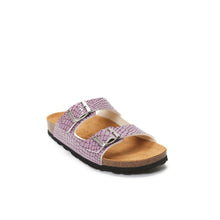 Load image into Gallery viewer, Purple two-strap sandals ALBERTO made with eco-leather
