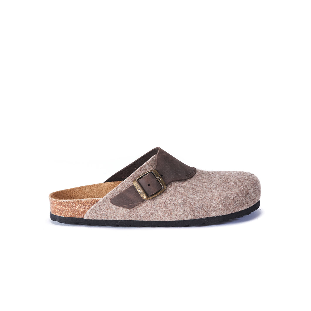 Beige sabot clogs ALMA made with felt and leather