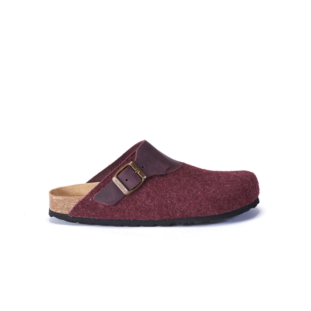 Bordeaux sabot clogs ALMA made with felt and leather