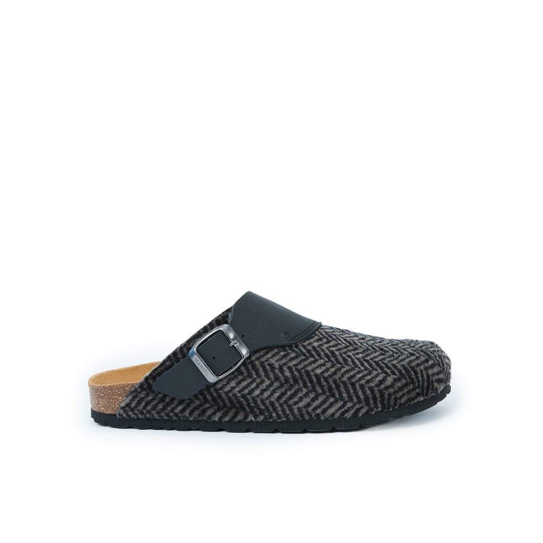 Grey sabot clogs DIA made with leather and textile