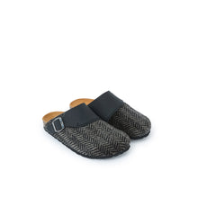 Load image into Gallery viewer, Grey sabot clogs DIA made with leather and textile
