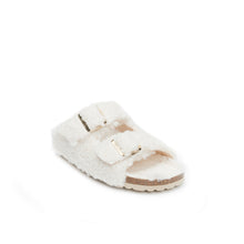 Load image into Gallery viewer, Creamy two-strap sabot ALBERTO made with faux fur
